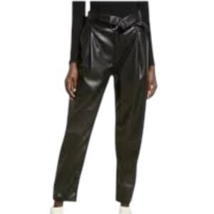 Open Edit Black Faux Leather Pants Size M Soft Lined Trousers with Belt Street
